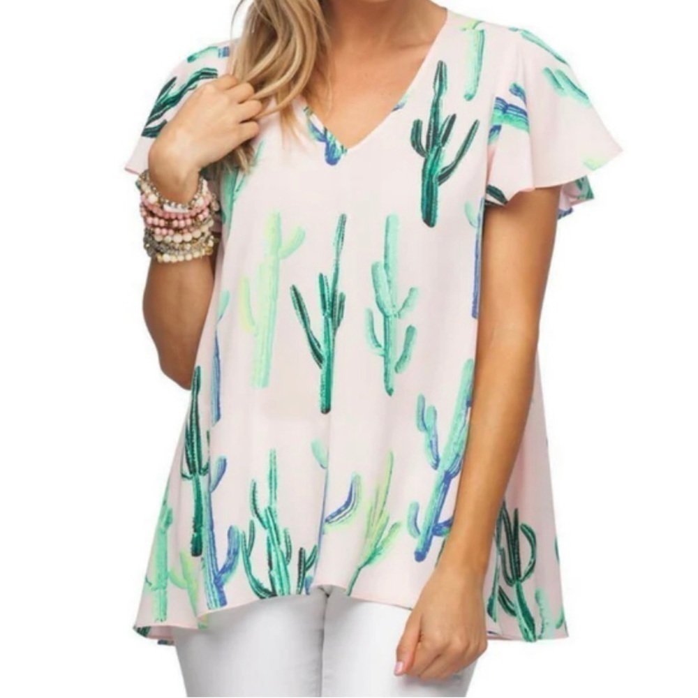 Buddy Love | Sweet Surrender Neon Cactus Flutter Sleeve
Top in Light Pink | XS​
